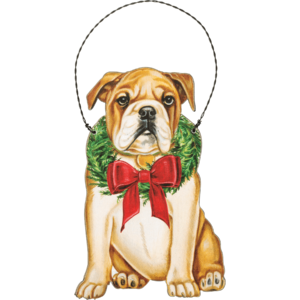 wooden bulldog ornament