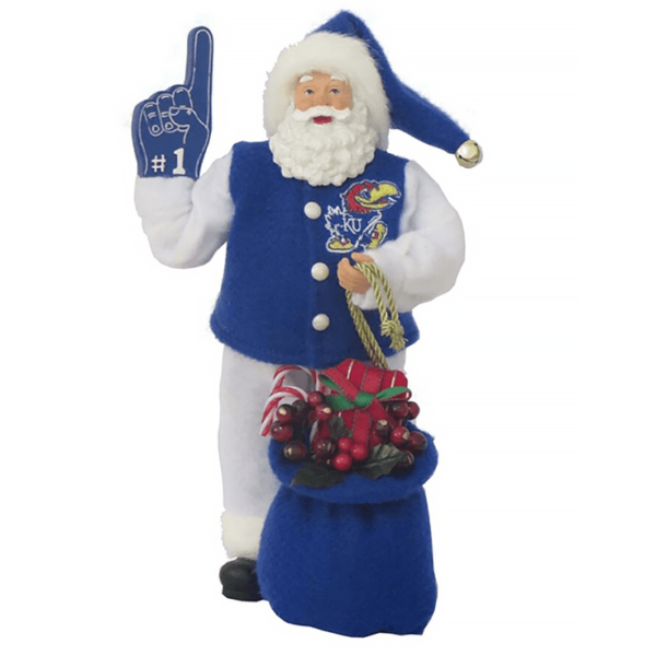 University of Kansas Santa with foam finger