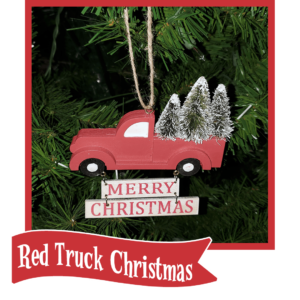 red truck Christmas button