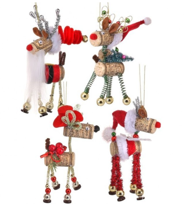 reindeer wine cork ornaments